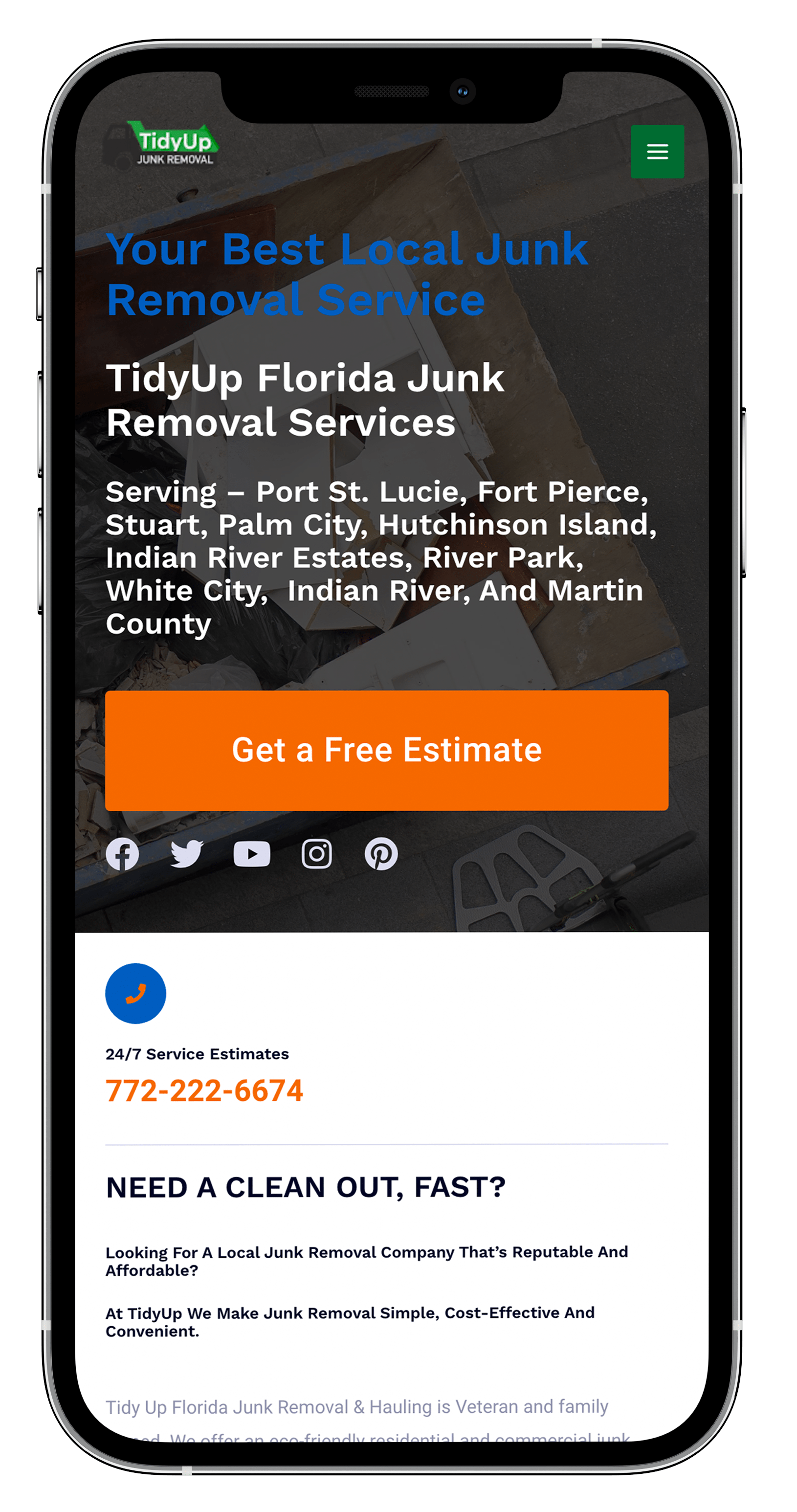 junk removal website on phone 3